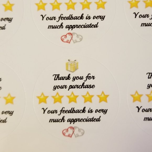 120 Labels 1.5" Round Gloss White Thx for Purchase - Picture 1 of 5